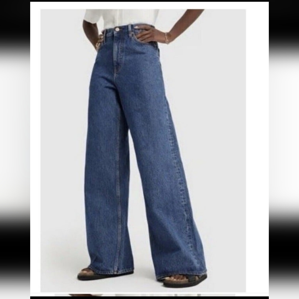 Wide Leg Blue Denim Jeans
